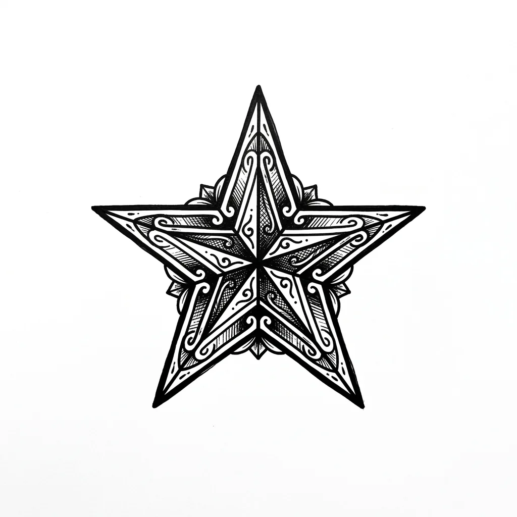 Geometric star tattoo idea for upper arm