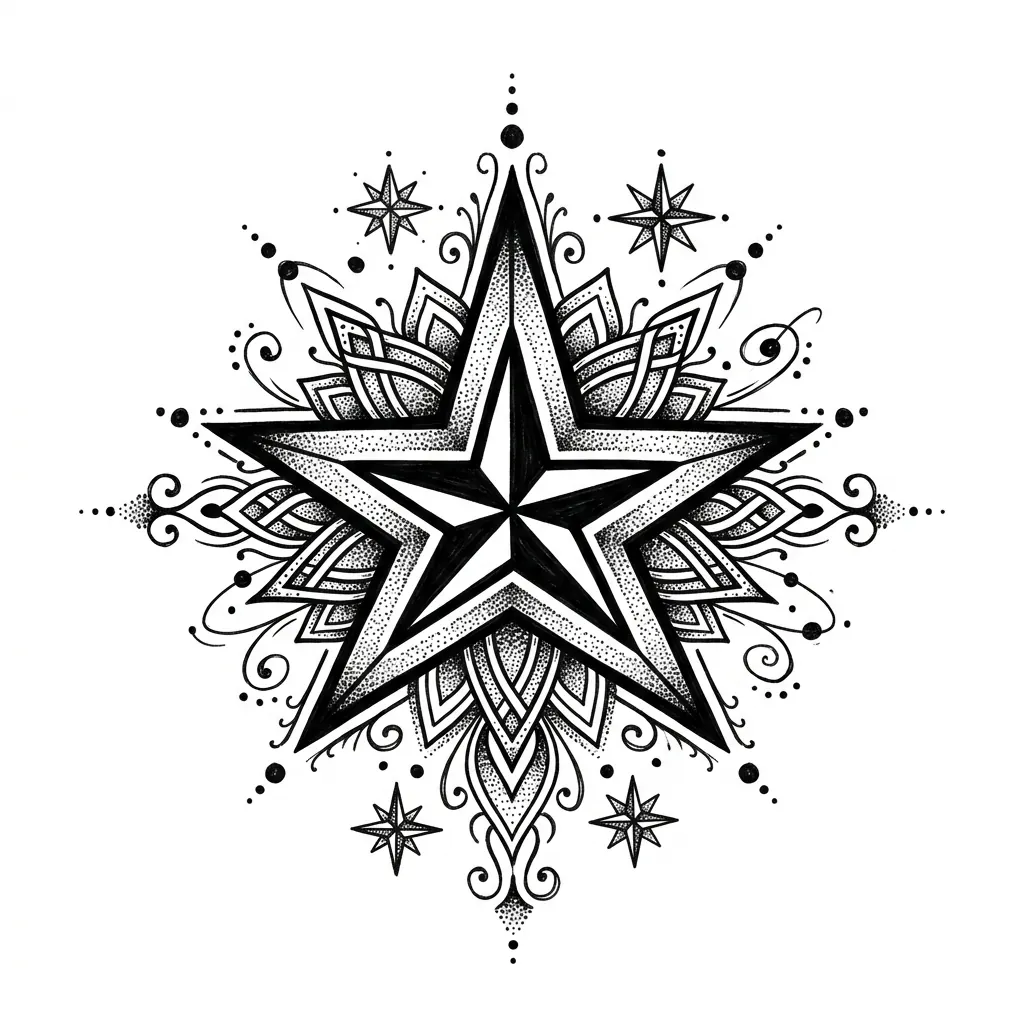 Realistic star tattoo idea for shoulder