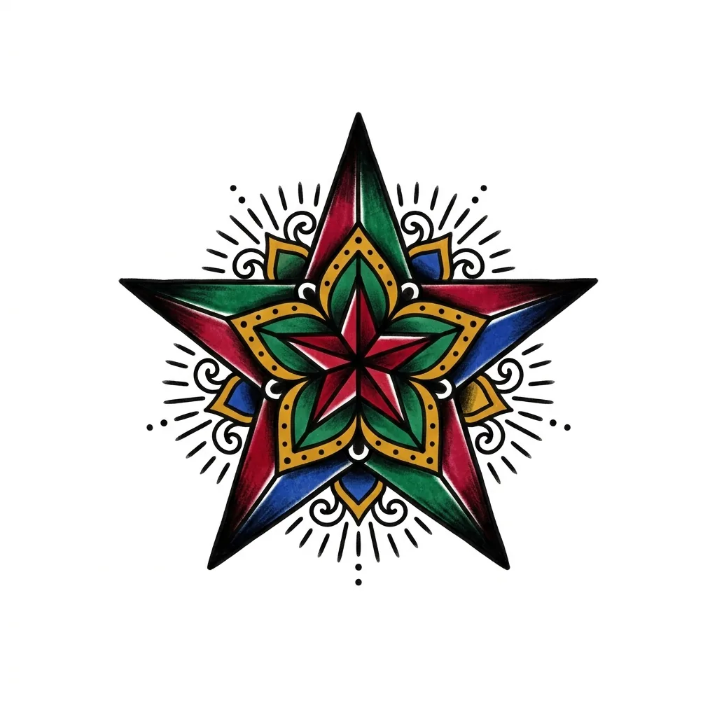 Blackwork star tattoo idea for wrist
