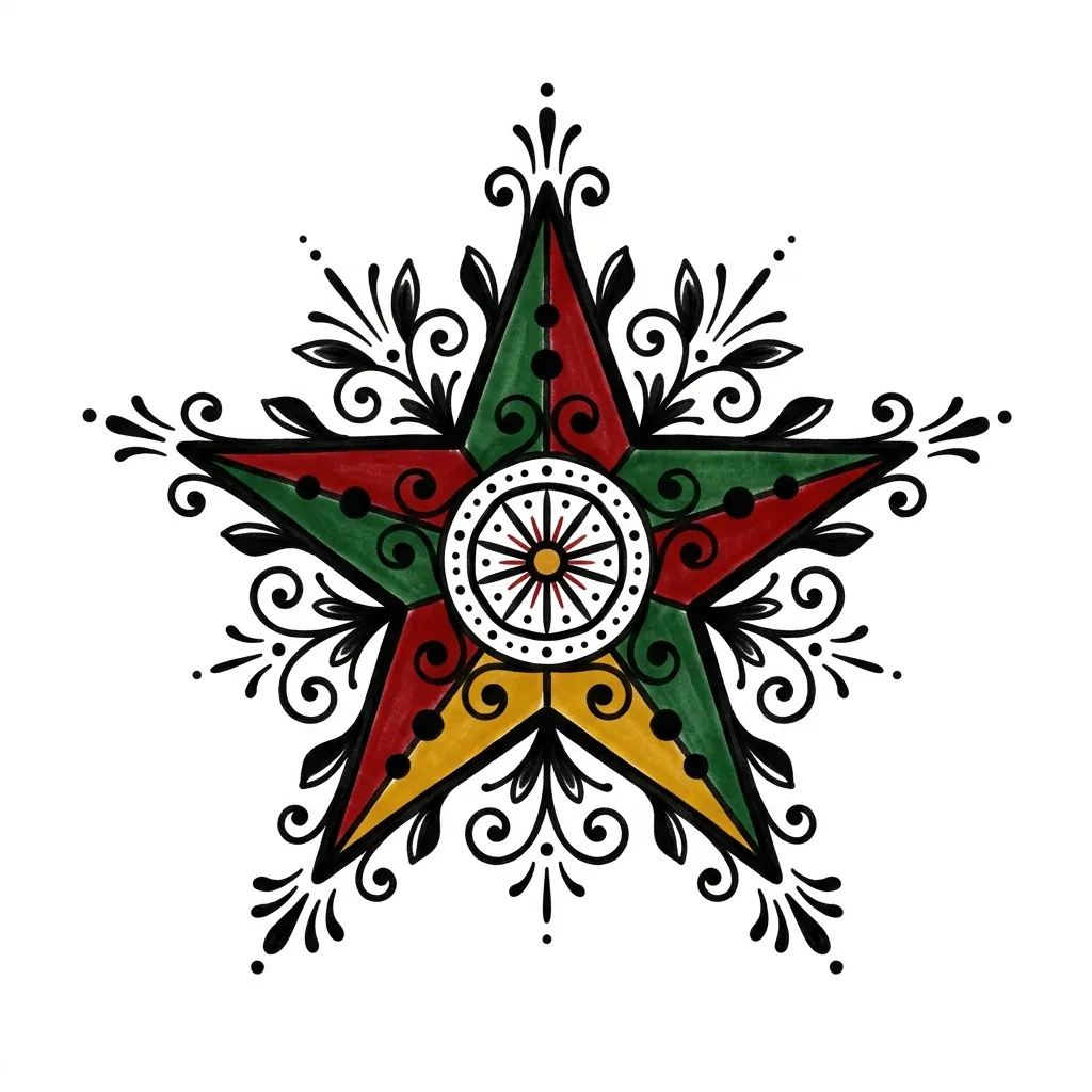 Traditional star tattoo idea for back