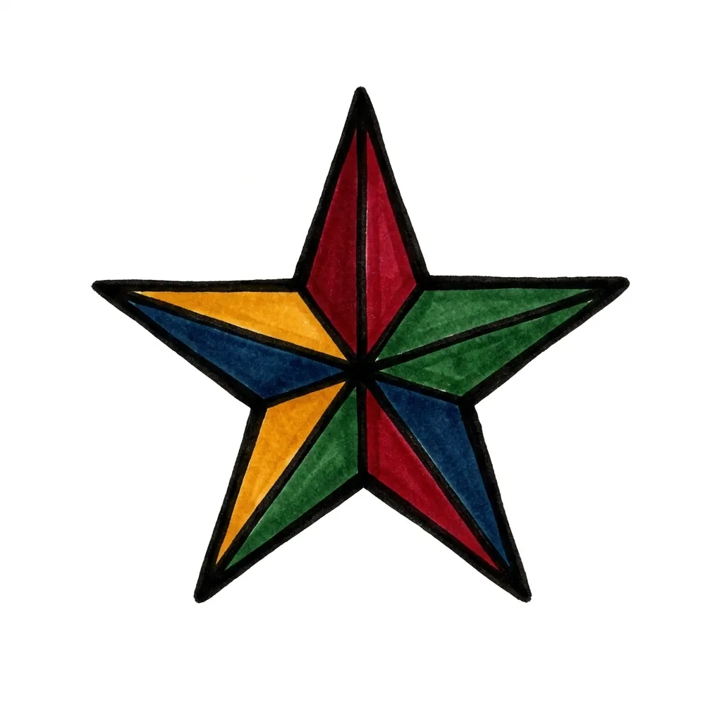 Geometric star tattoo idea for upper arm