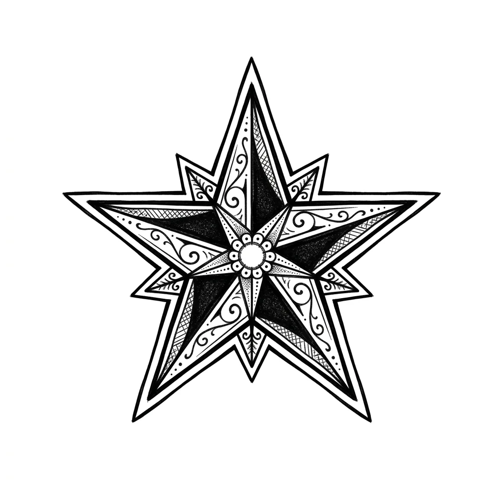 Realistic star tattoo idea for shoulder