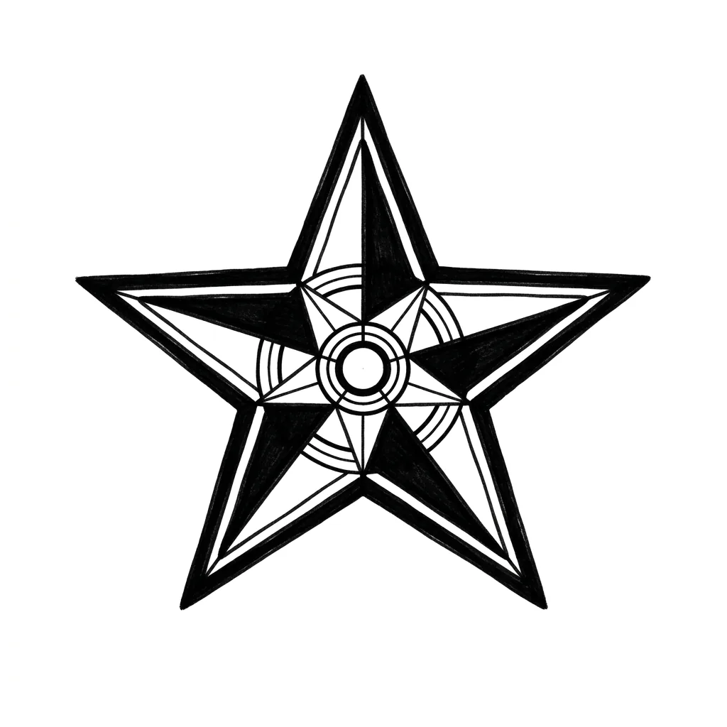 Traditional star tattoo idea for back