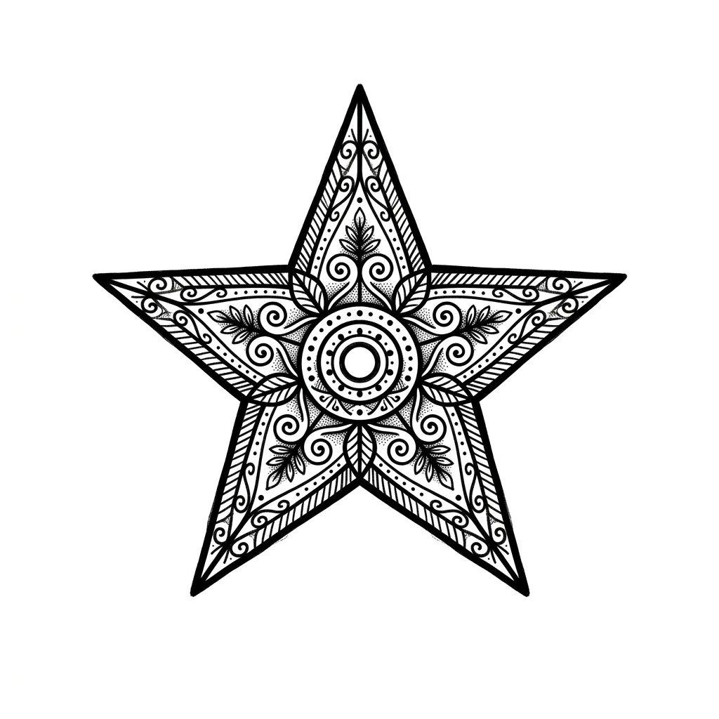 Geometric star tattoo idea for upper arm