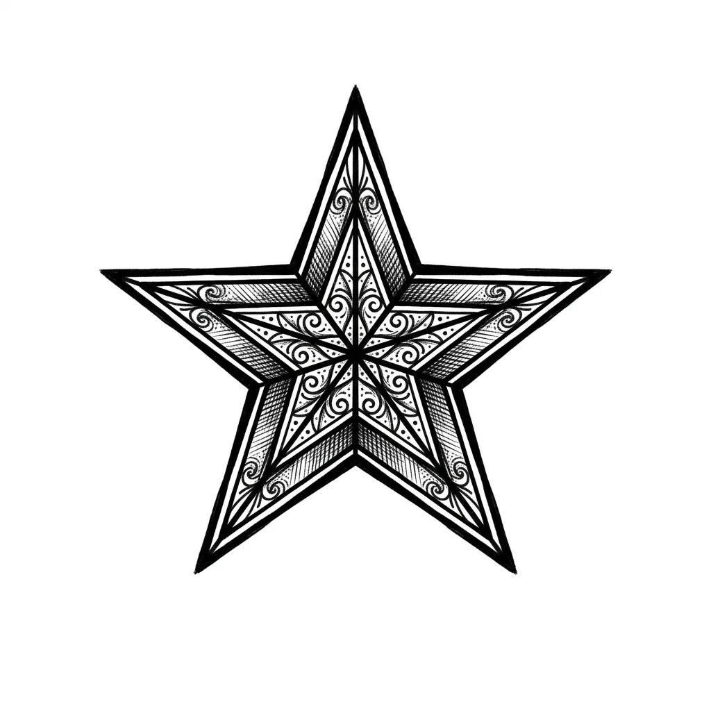 Realistic star tattoo idea for shoulder