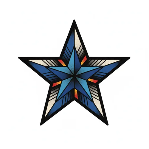 Geometric star tattoo idea for upper arm