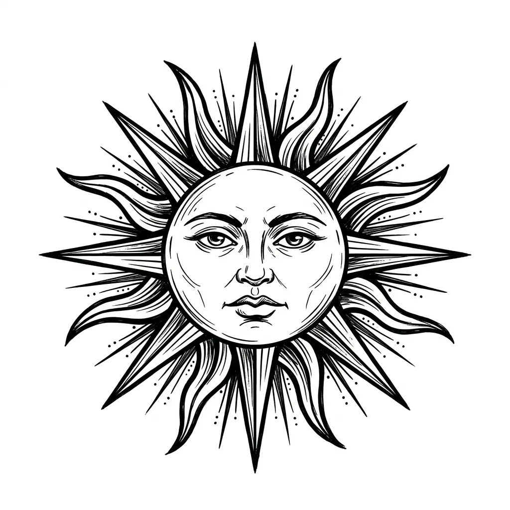 Color sun tattoo idea for collarbone