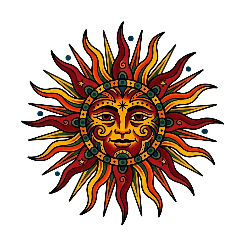 Blackwork sun tattoo idea for wrist
