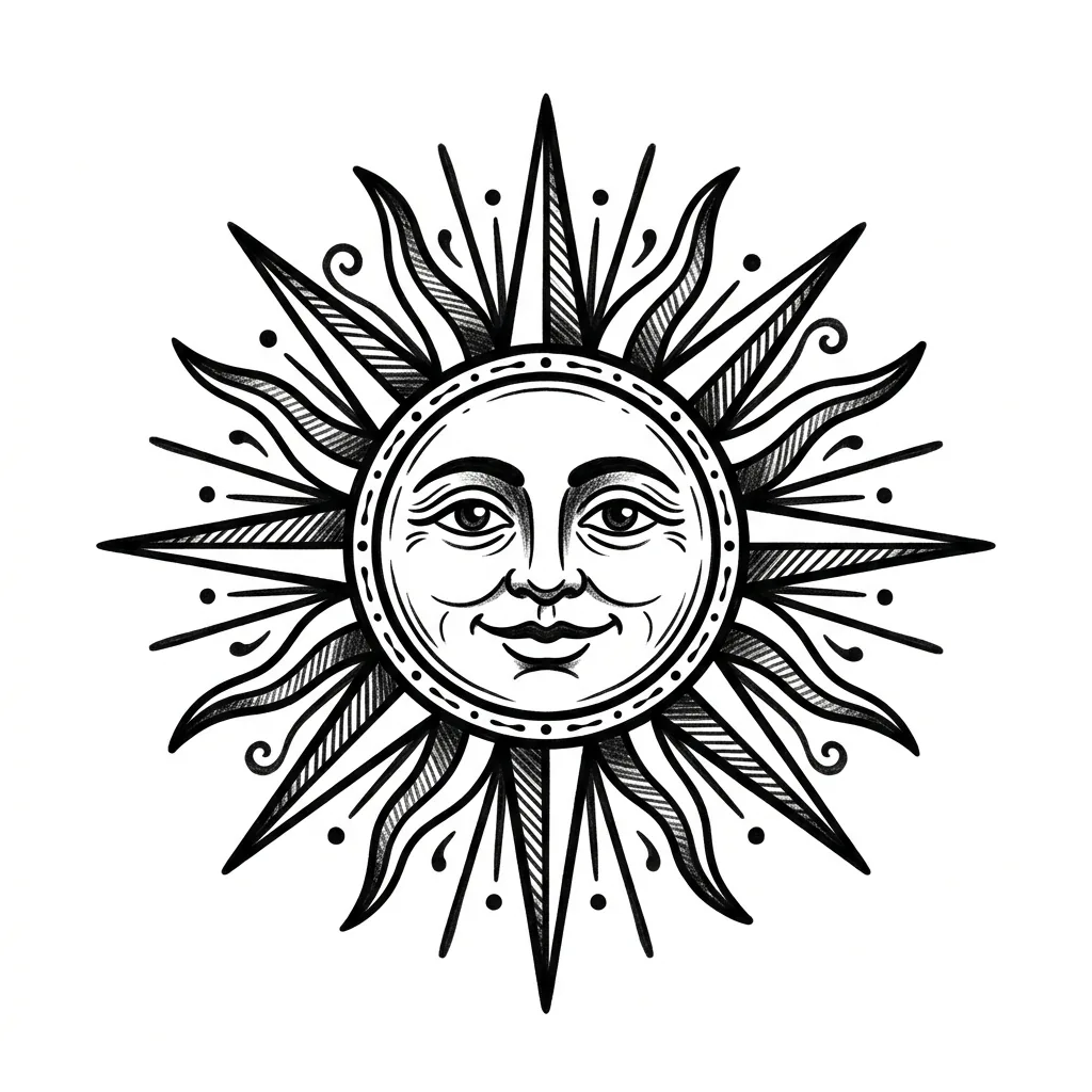 Color sun tattoo idea for collarbone