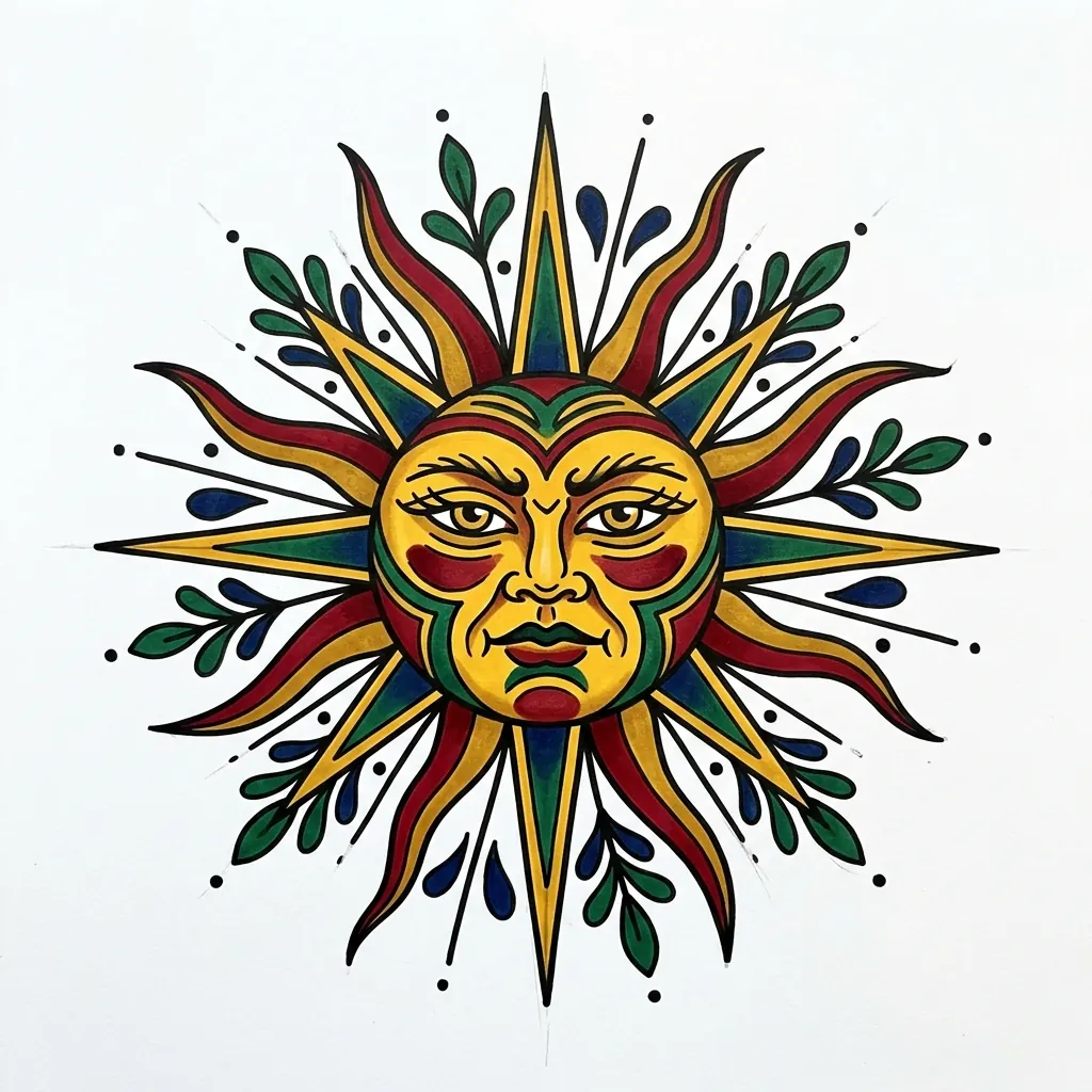 Fine-line sun tattoo idea for forearm
