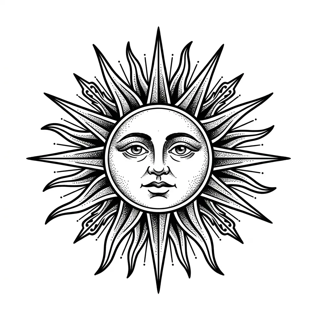 Color sun tattoo idea for collarbone