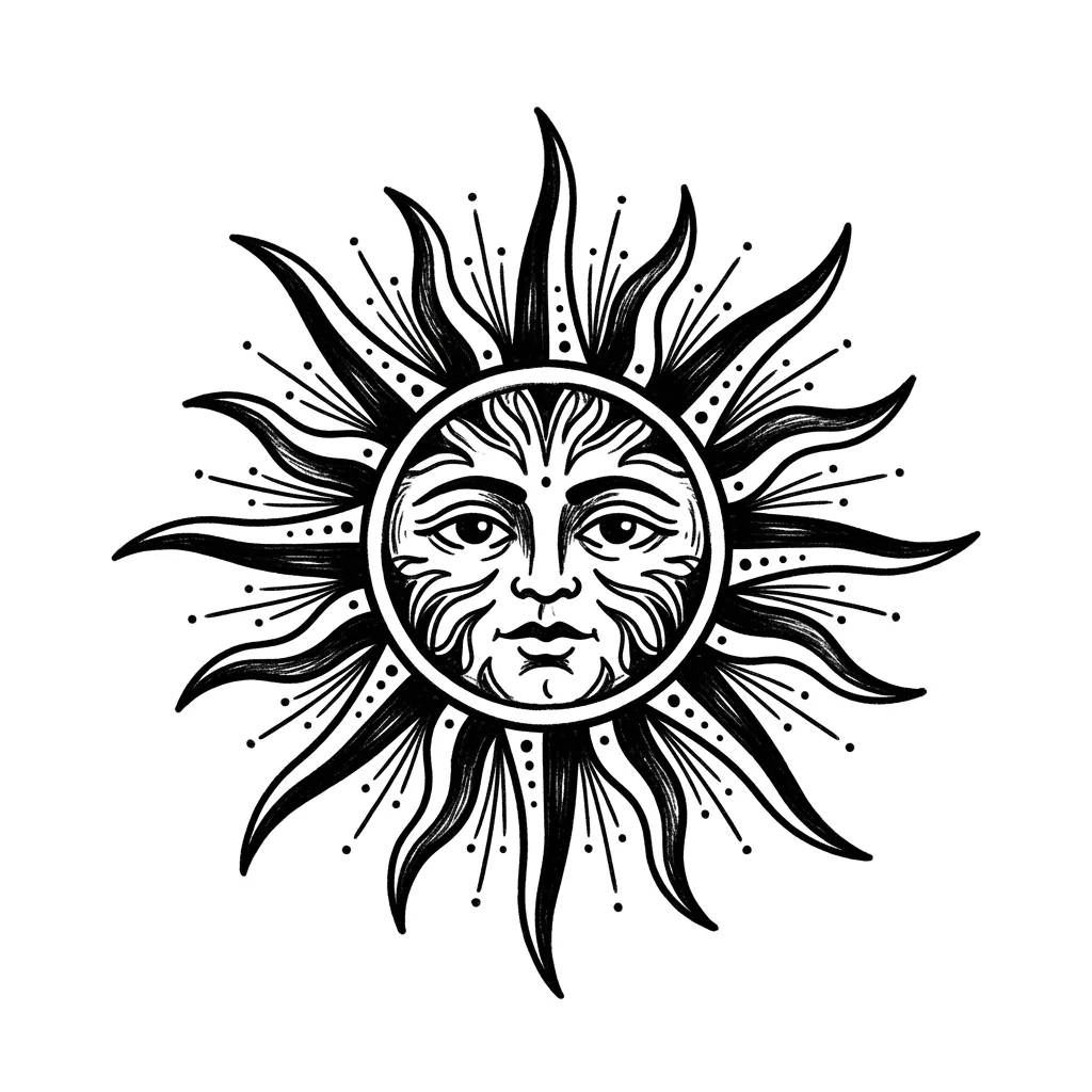 Fine-line sun tattoo idea for forearm