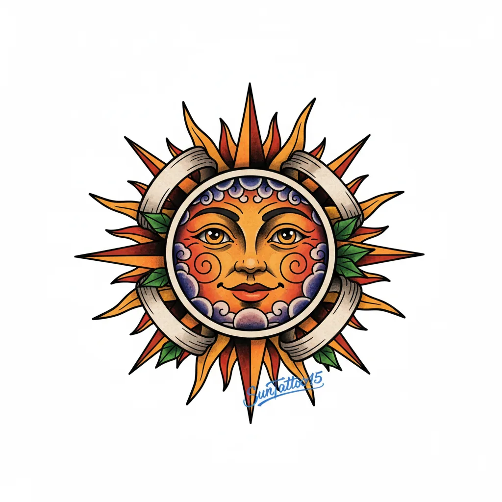 Blackwork sun tattoo idea for wrist