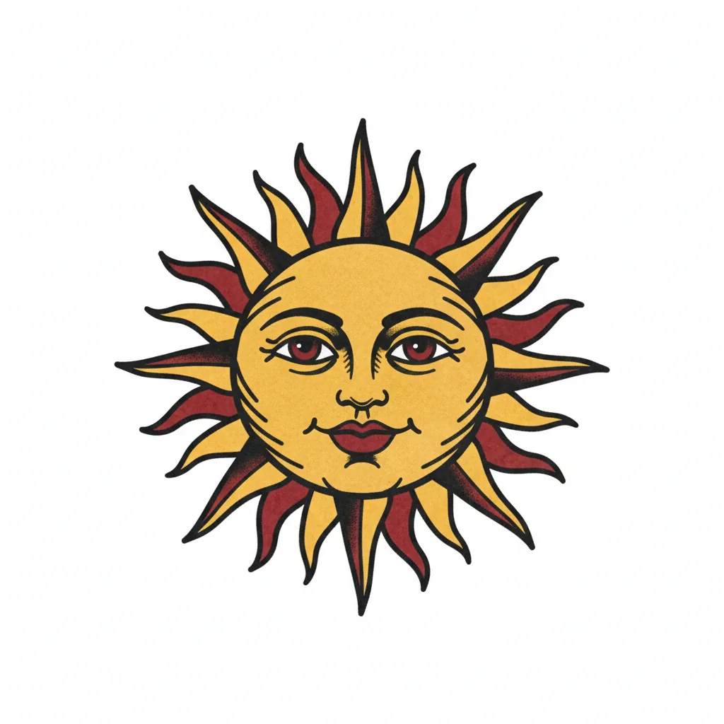 Color sun tattoo idea for collarbone