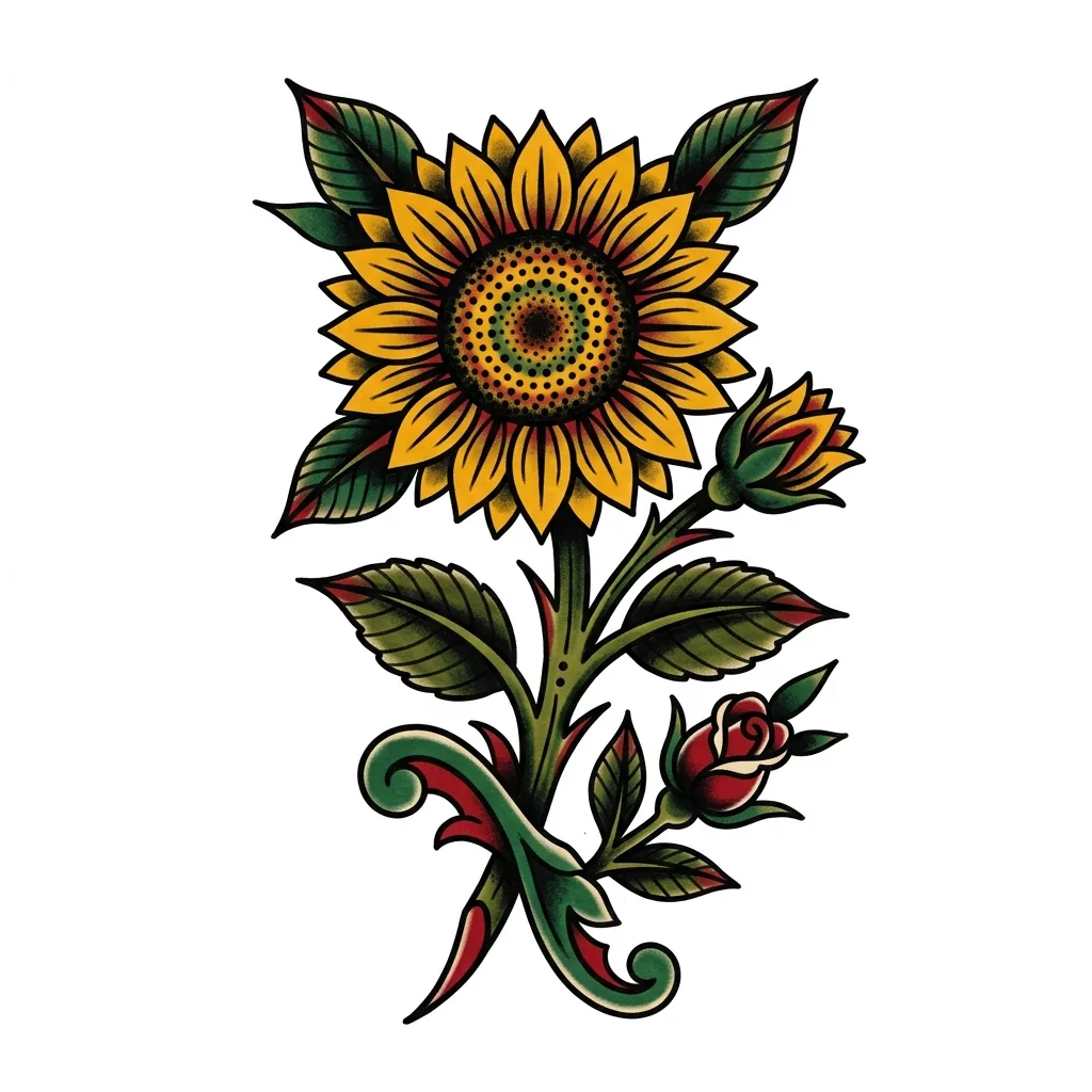 Fine-line sunflower tattoo idea for forearm