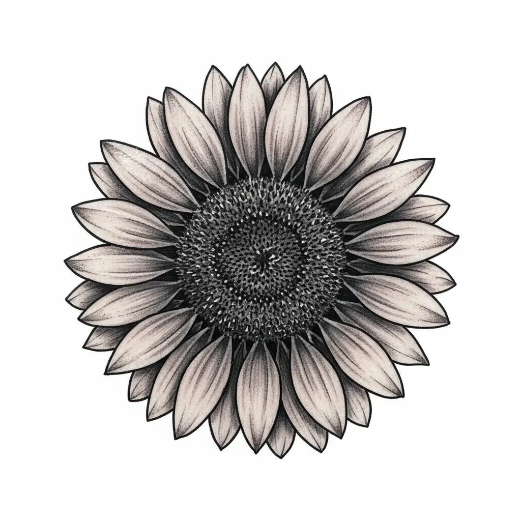 Blackwork sunflower tattoo idea for wrist