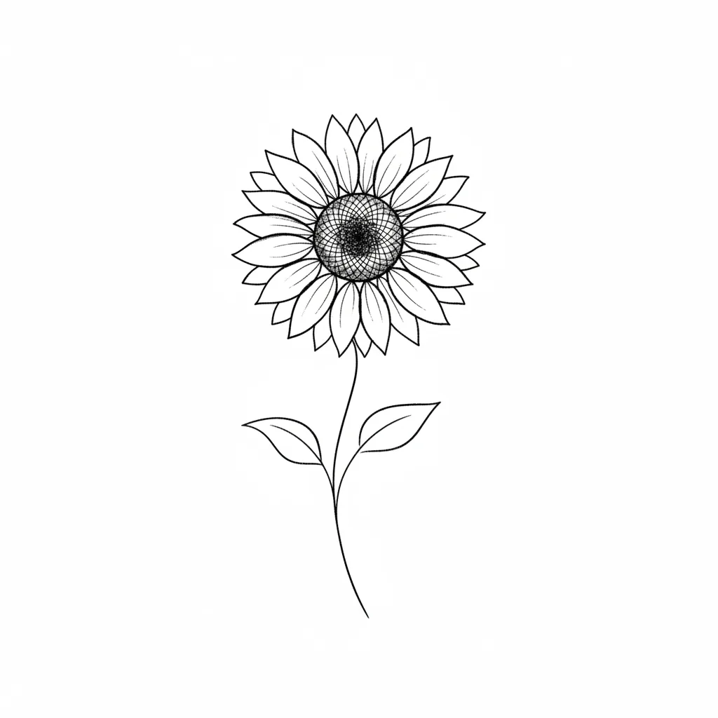 Geometric sunflower tattoo idea for upper arm