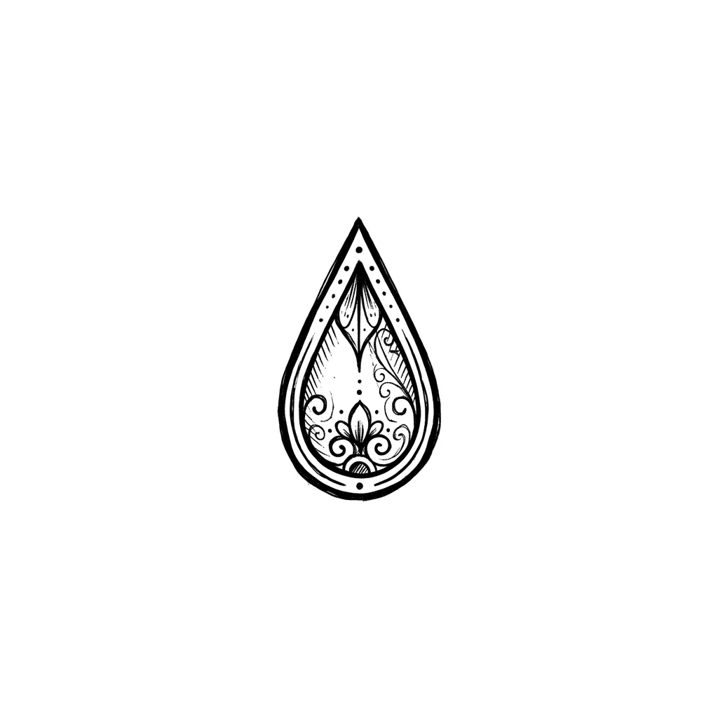 Geometric teardrop tattoo idea for upper arm