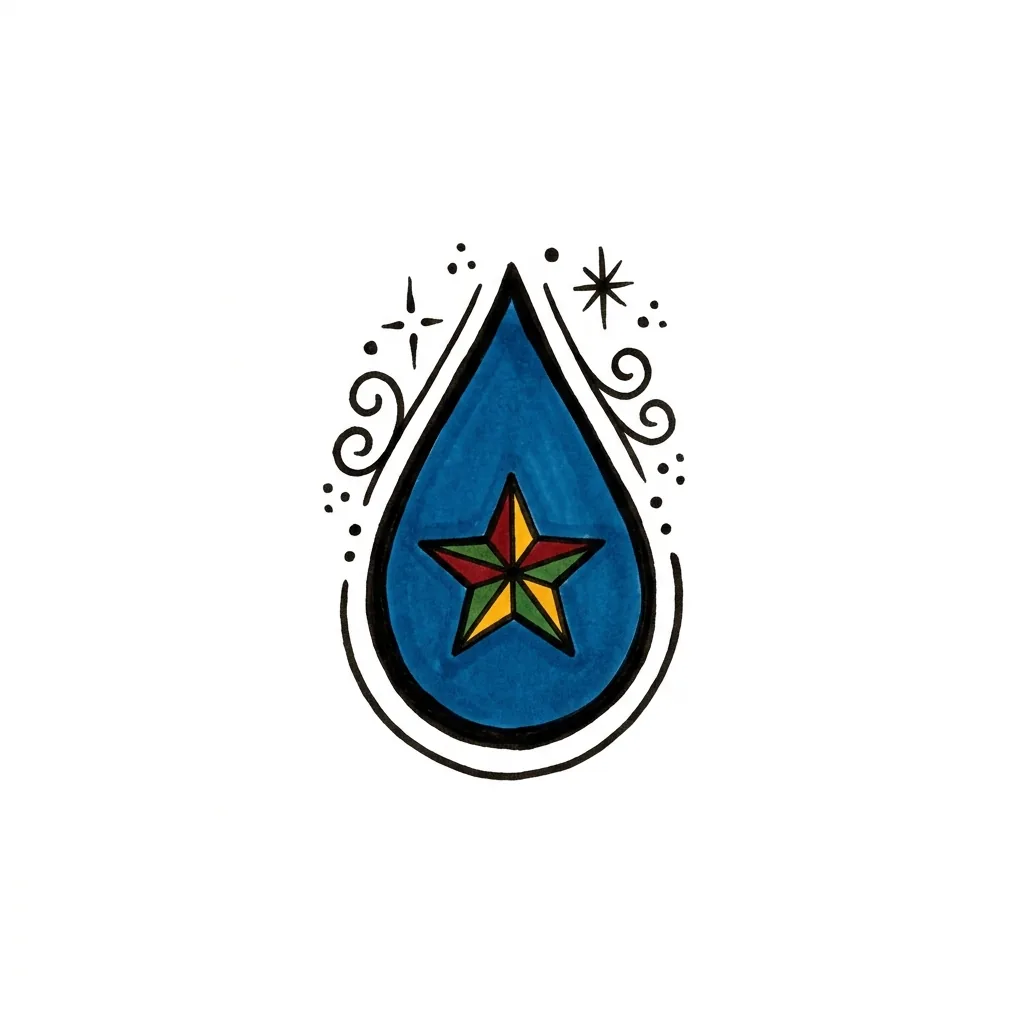 Blackwork teardrop tattoo idea for wrist