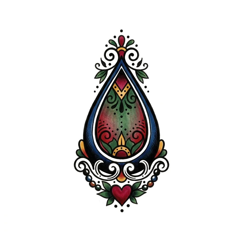 Geometric teardrop tattoo idea for upper arm