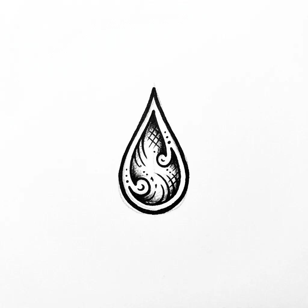 Blackwork teardrop tattoo idea for wrist