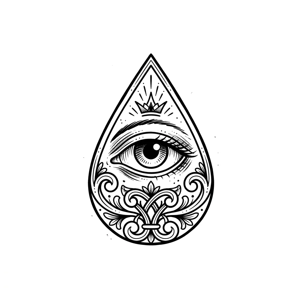 Traditional teardrop tattoo idea for back