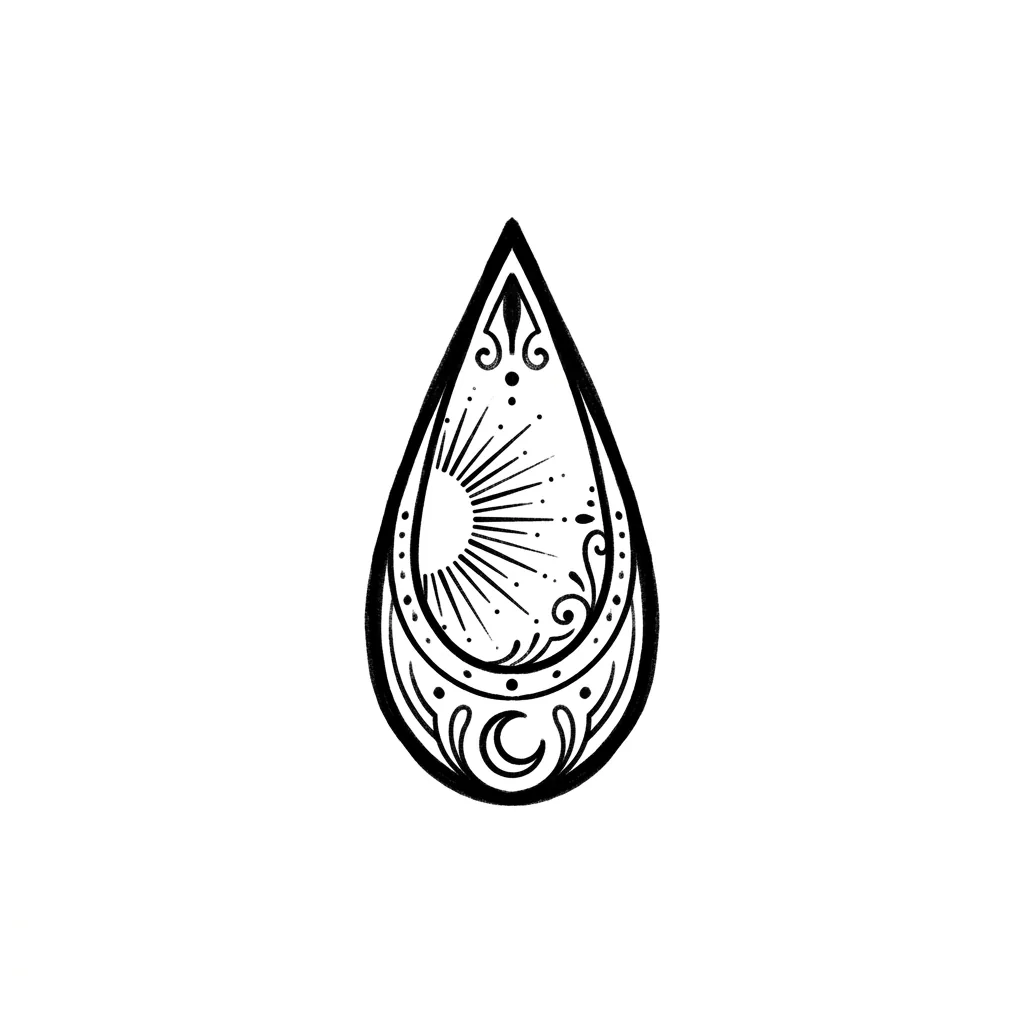 Geometric teardrop tattoo idea for upper arm
