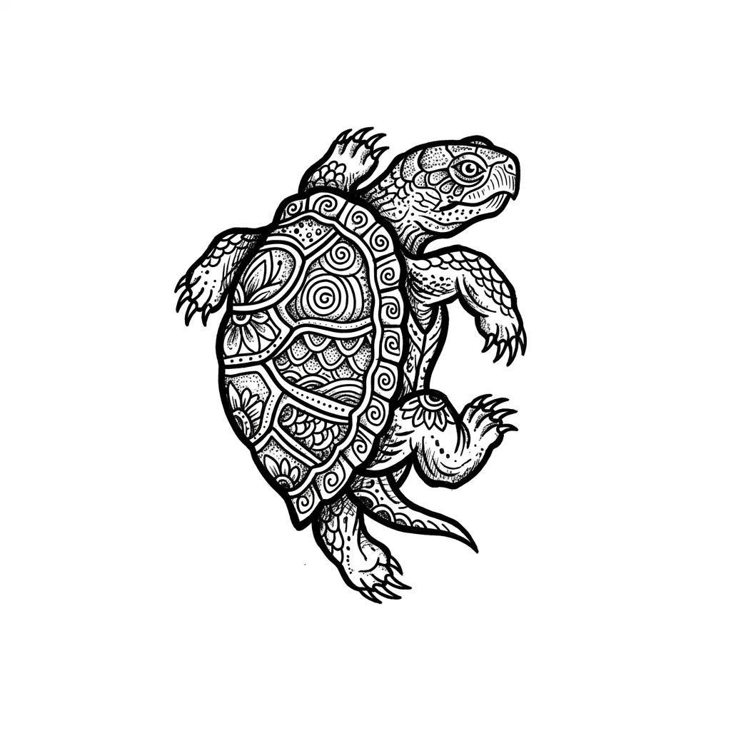 Color turtle tattoo idea for collarbone