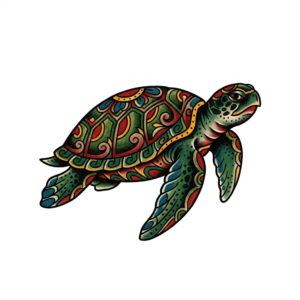 Blackwork turtle tattoo idea for wrist