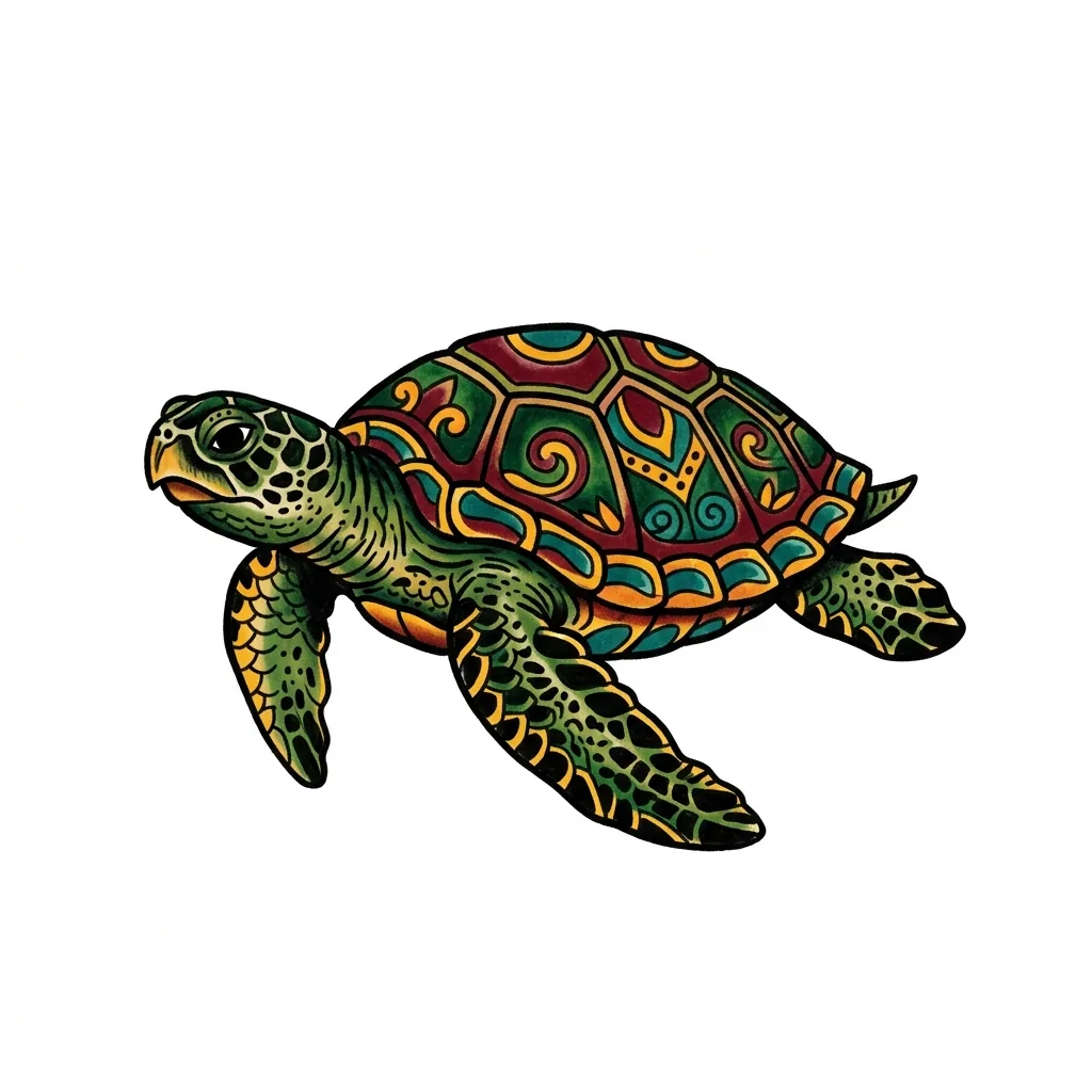 Geometric turtle tattoo idea for upper arm