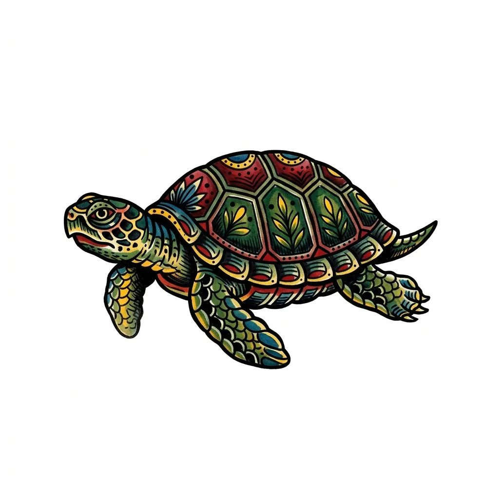 Fine-line turtle tattoo idea for forearm