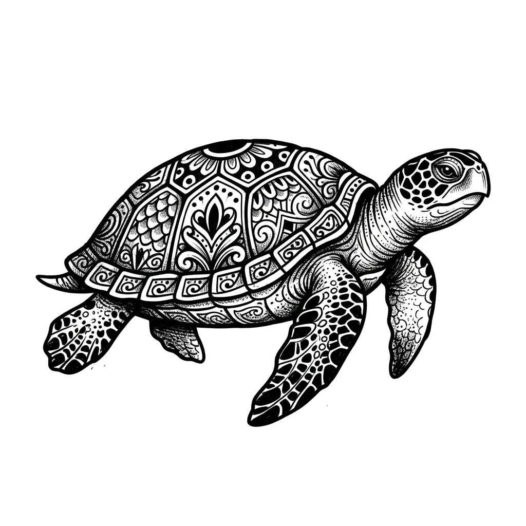 Realistic turtle tattoo idea for shoulder