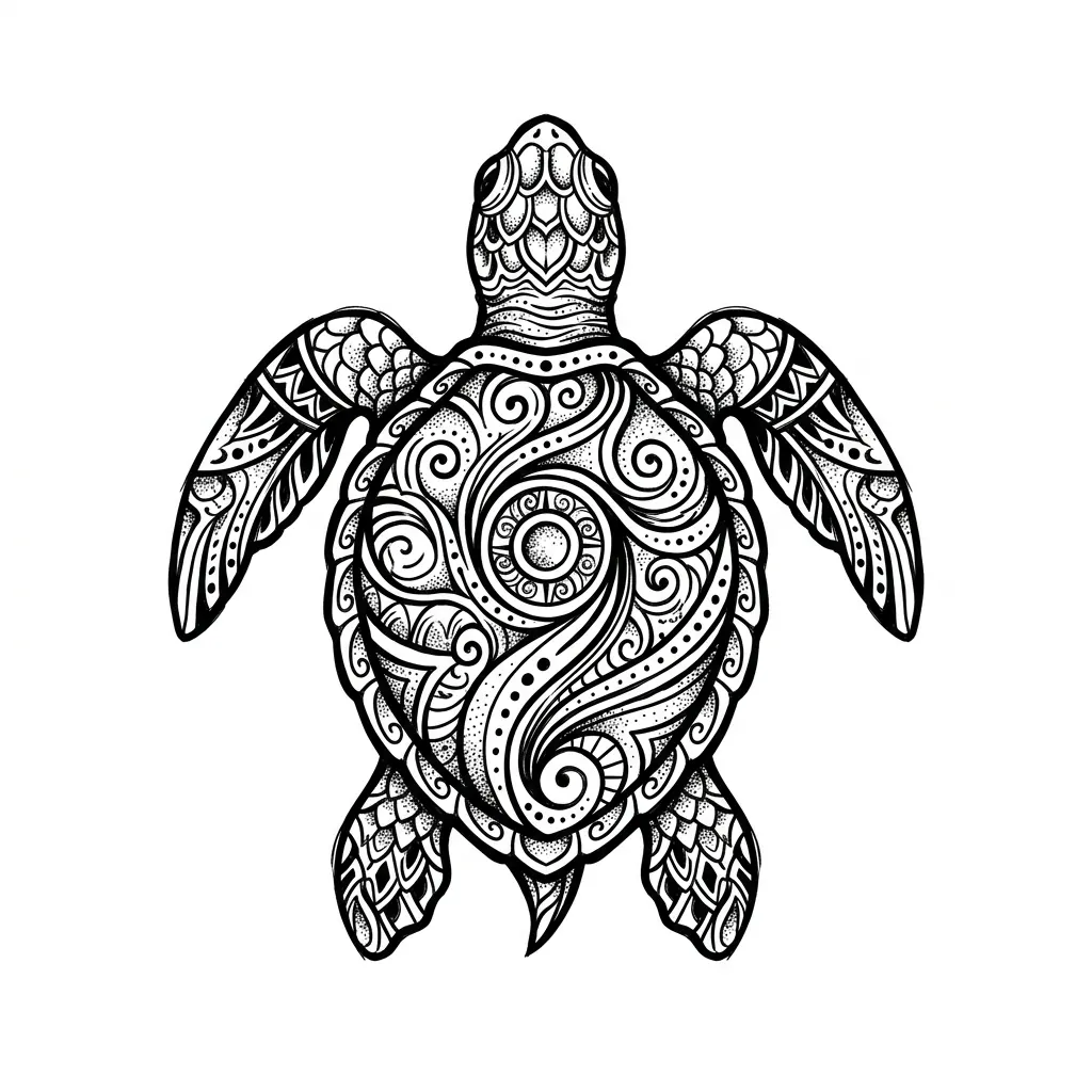 Blackwork turtle tattoo idea for wrist