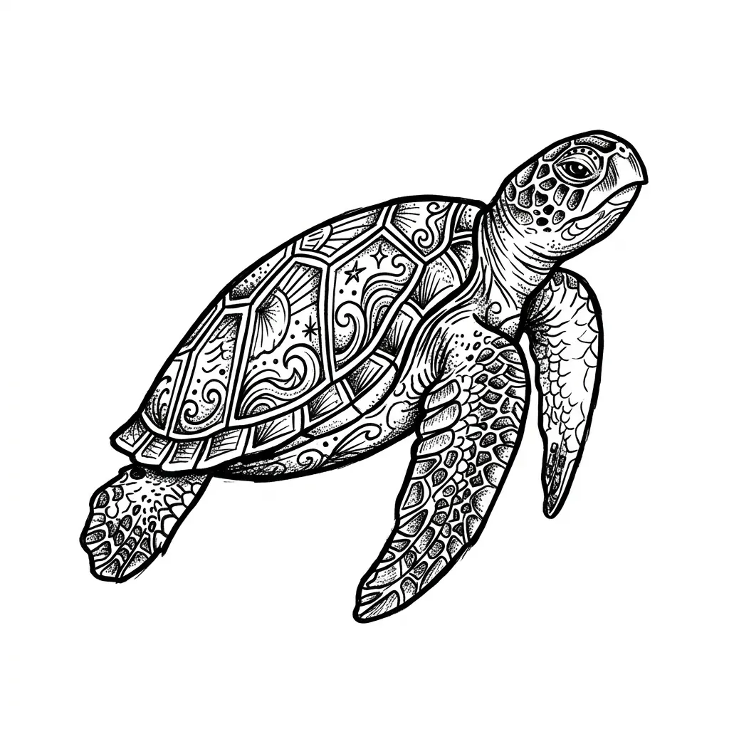 Fine-line turtle tattoo idea for forearm