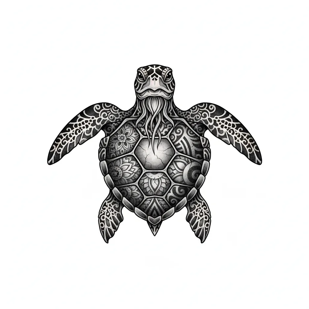 Blackwork turtle tattoo idea for wrist