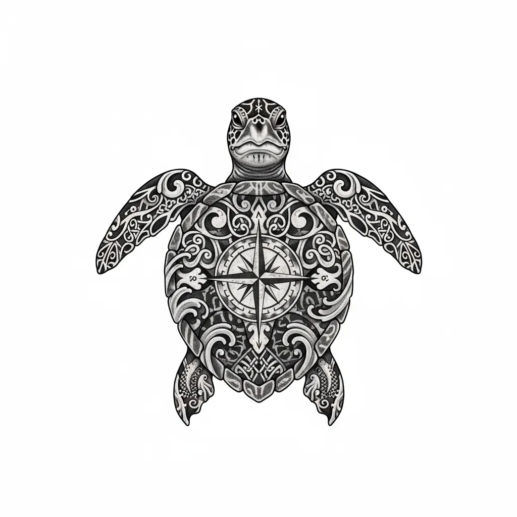 Traditional turtle tattoo idea for back