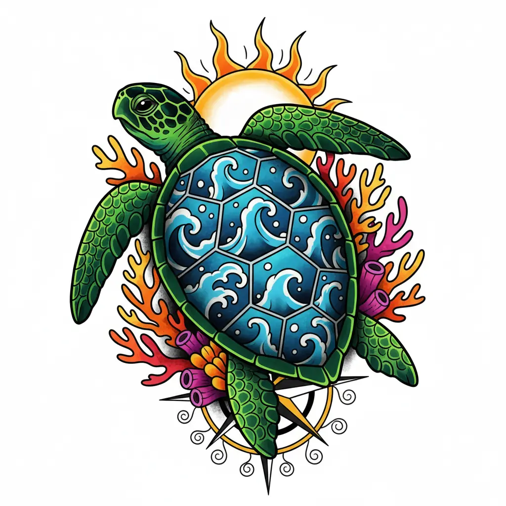 Geometric turtle tattoo idea for upper arm