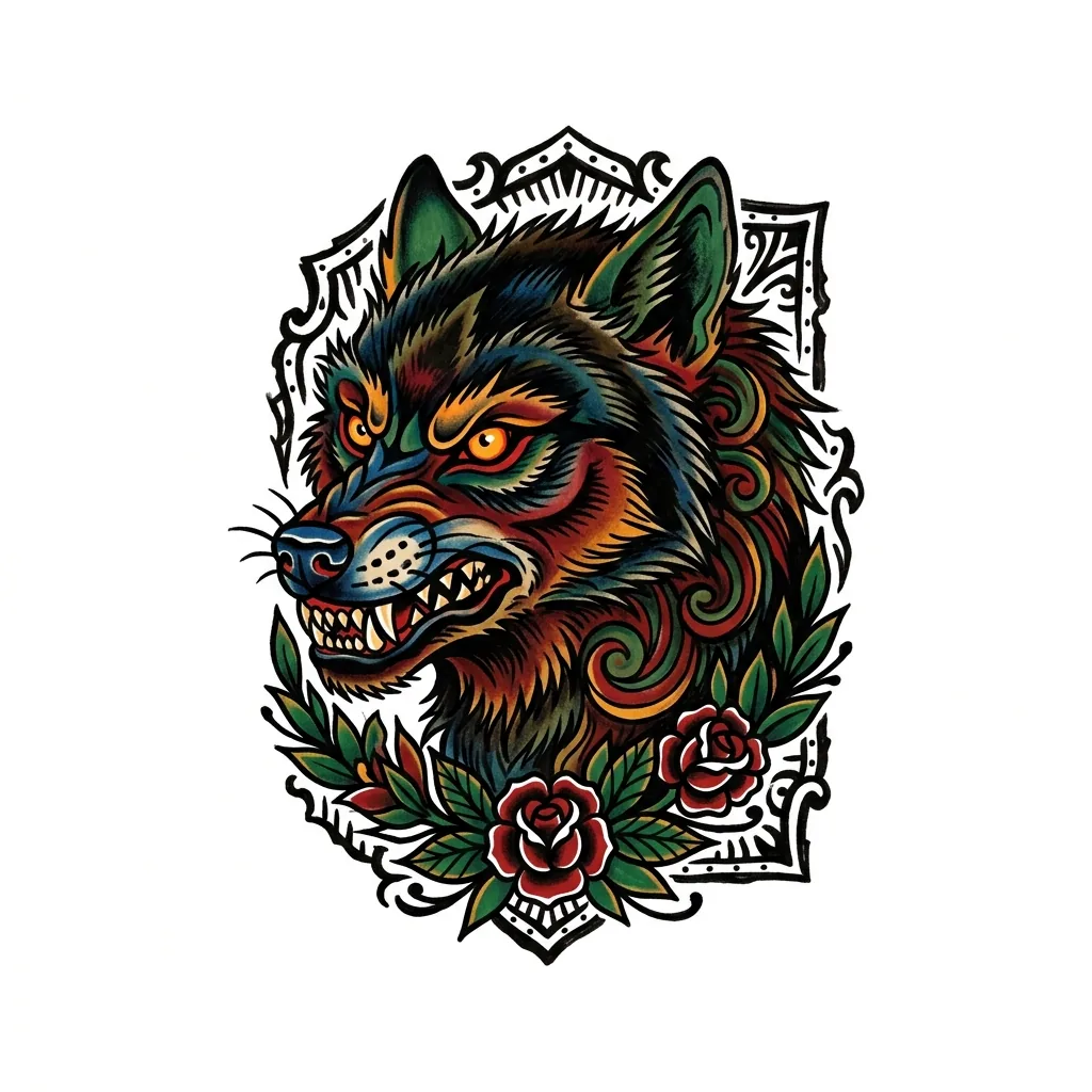 Fine-line wolf tattoo idea for forearm