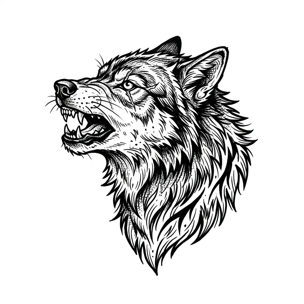 Realistic wolf tattoo idea for shoulder