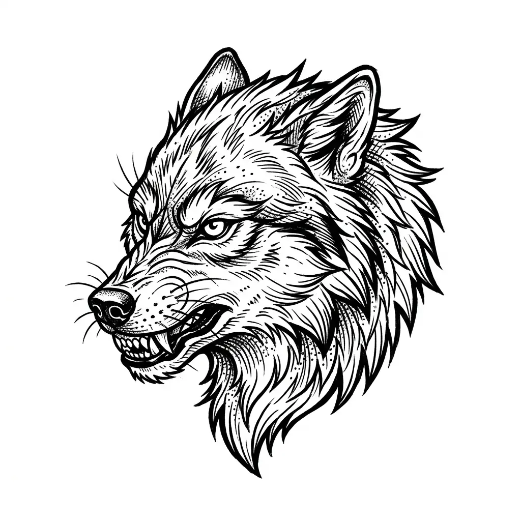 Blackwork wolf tattoo idea for wrist