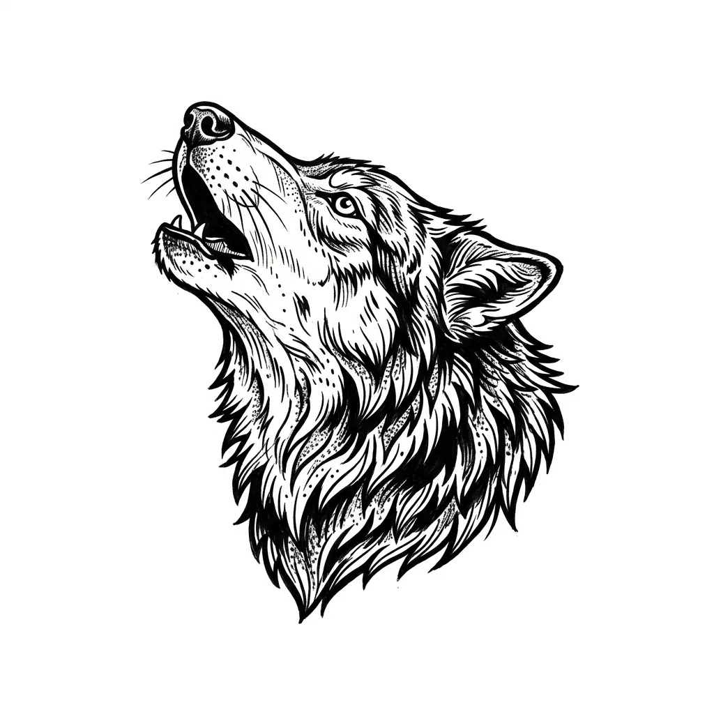 Traditional wolf tattoo idea for back