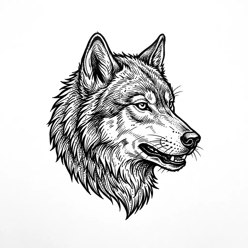 Geometric wolf tattoo idea for upper arm