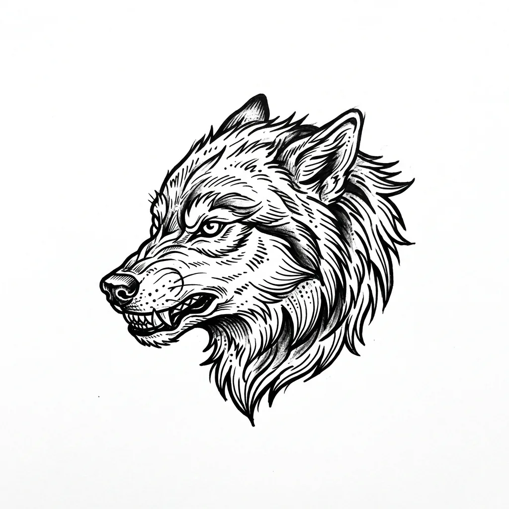 Fine-line wolf tattoo idea for forearm