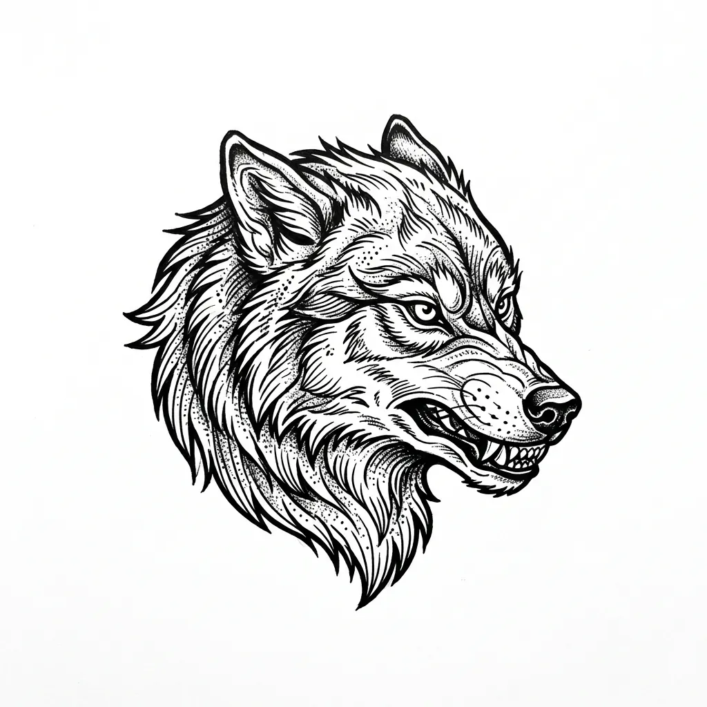 Realistic wolf tattoo idea for shoulder